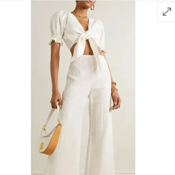 REVOLVE | Faithfull the Brand | Jamais Wrap Top white linen - Picture 3 of 14